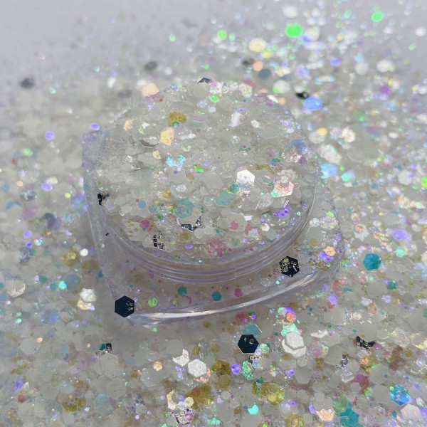 Glitter Sim Hologramlı Beyaz Glitter 5 GR