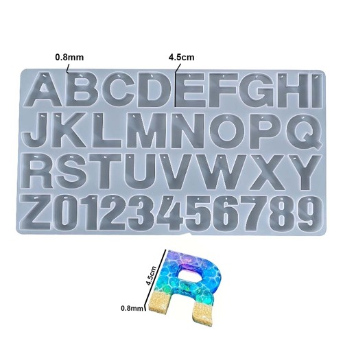 Epoksi Silikon Kalıp Düz Büyük Delikli Harfler ve Rakamlar Kalıbı 36 Lı