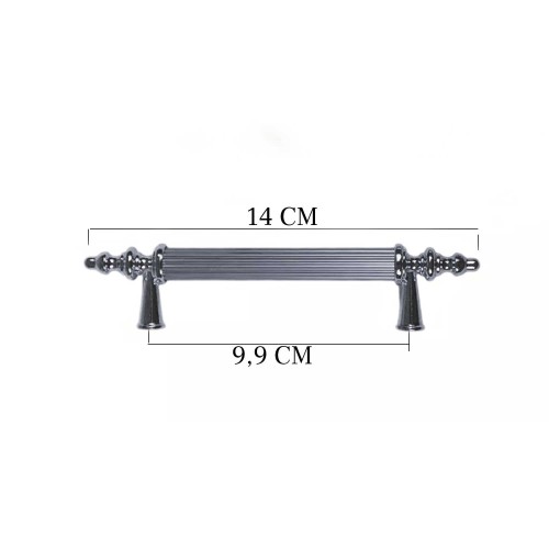 Kulp Silindir Çizgili  Plastik  Model 14 CM (2 Adet)  Gümüş