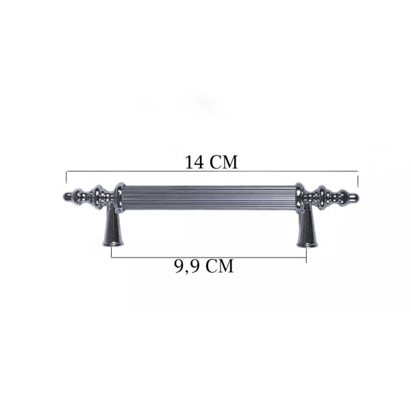 Kulp Silindir Çizgili  Plastik  Model 14 CM (2 Adet)  Gümüş