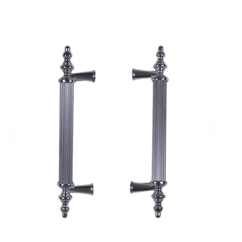 Kulp Silindir Çizgili  Plastik  Model 14 CM (2 Adet)  Gümüş