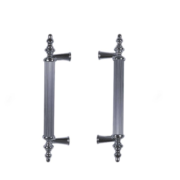 Kulp Silindir Çizgili  Plastik  Model 14 CM (2 Adet)  Gümüş