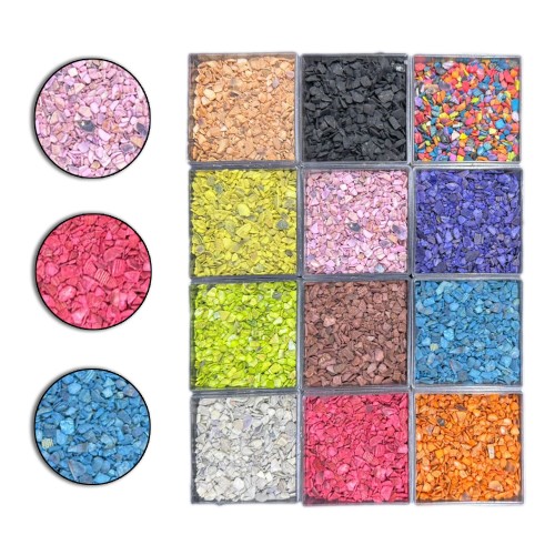 12 Farklı Minik Dekoratif Doğal Öğütülmüş Kabuk Kırığı Kumu Seti