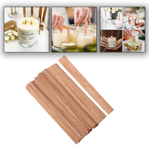 Ahşap Mum Fitili Soya Fitili Bardak Mum Fitili (50 Adet)