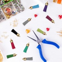 Epoksi Mini Deri Anahtarlık Küpe Püskül Karışık Renk  (10 Adet)