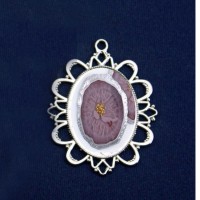 Epoksi Kolye Ucu Oval Desenli Nikel  (5 ADET)