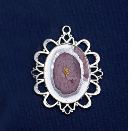 Epoksi Kolye Ucu Oval Desenli Nikel  (5 ADET)