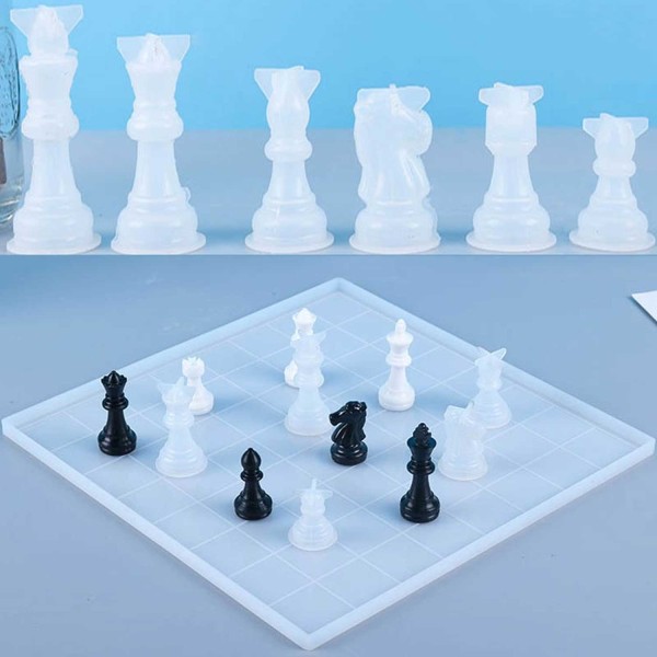 Epoksi Reçine Silikon Kalıp Üç Boyutlu Satranç Taşları Kalıbı Seti 16 Lı