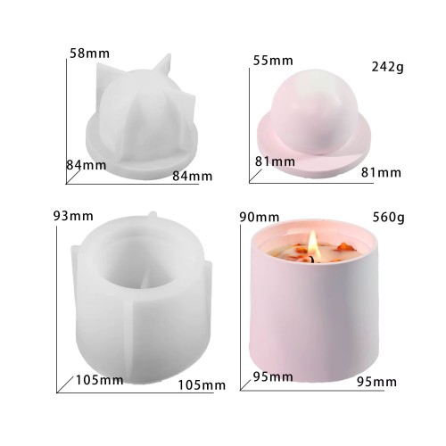 Silikon Kalıp Epoksi Taş Tozu Beton Alçı Silindir Saklama Ve Mum Kapaklı Kavanoz Kalıbı