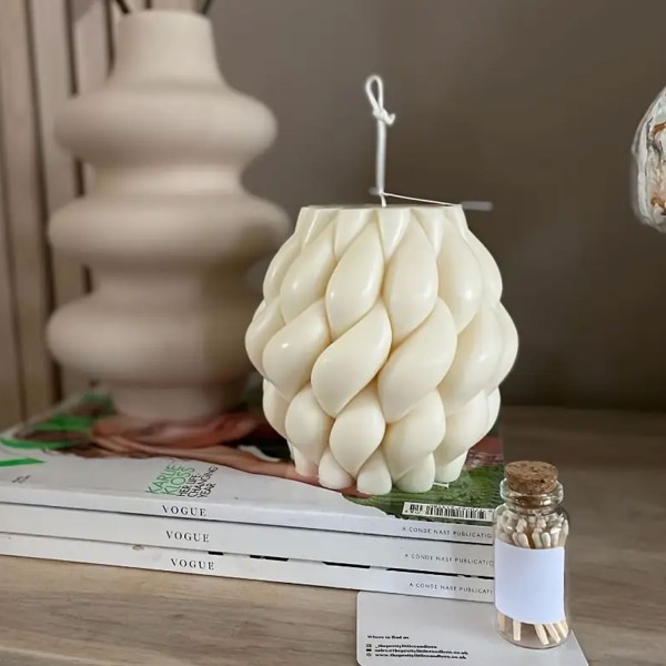 Silikon Mum Yağmur Damlası Şekilli Büyük Boy 3D Geometrik Kavisli Sütun Sabun Kalıbı