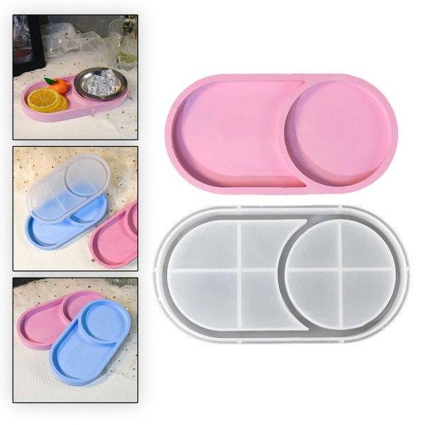 Epoksi Silikon Kalıp Oval Mini Tepsi Yuvarlak Bölmeli 18.4X9.9 CM