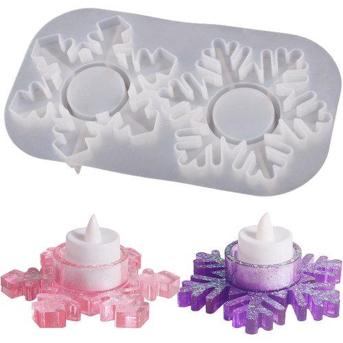 Epoksi Silikon Kalıp Taş Tozu Beton Kar Tanesi Şamdanlık Mum Tutucu Kalıbı 2 Li