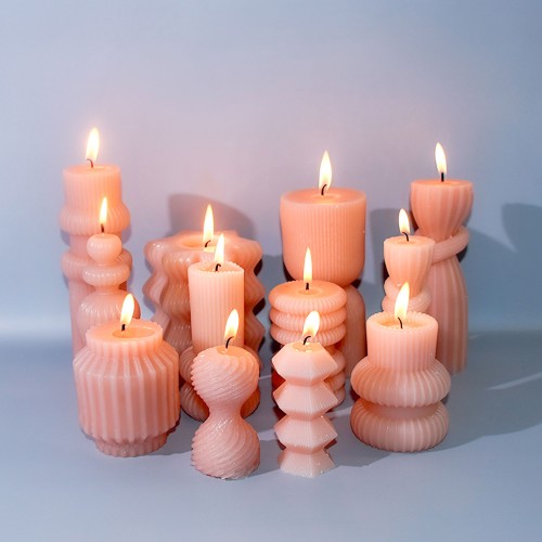 Epoksi Silikon Düz Çizgili Ve Boğumlu Uzun Model Sütun Taş Tozu Ev Dekorasyonu Mum Kalıbı