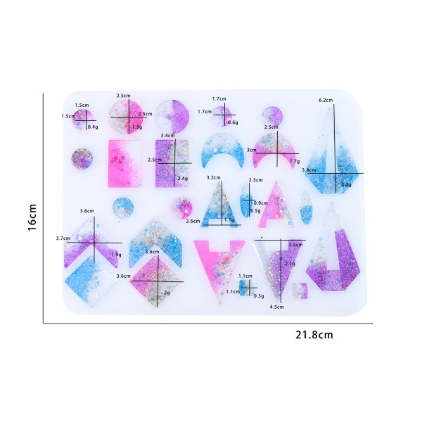 Epoksi Silikon Çoklu Geometrik Modelli Kolye ve Küpe Takı Kalıbı Epoksi Silikon Çoklu Geometrik Modelli Kolye ve Küpe Takı Kalıbı
