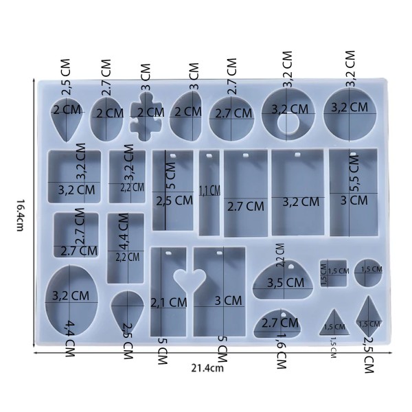 Epoksi Silikon Kalıp Çoklu Takı Kolye Küpe Kalıbı 16.4X21.4 CM 26 Lı