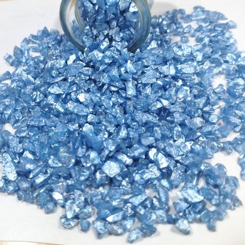 Dekoratif 4-8 MM Arlığında Gerçek Cam Kırığı (1 KG) Mavi