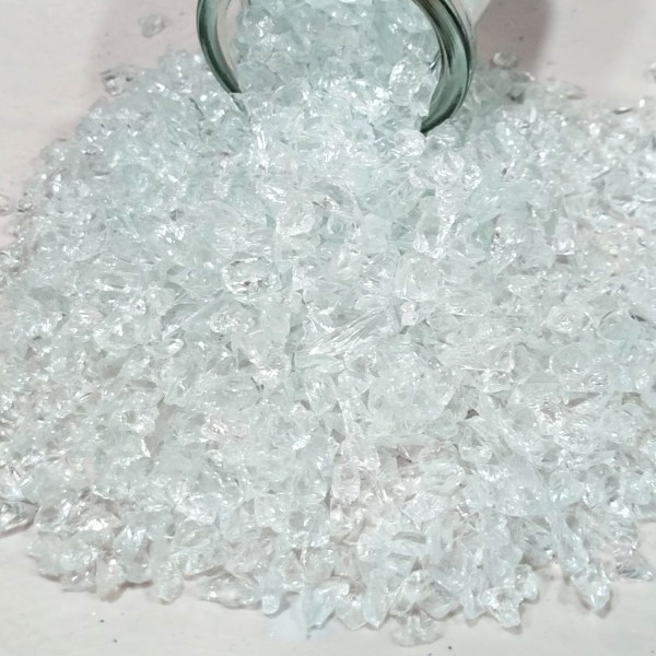 Dekoratif 4-8 MM Arlığında Gerçek Cam Kırığı (1 KG) Sade Beyaz (Düz)