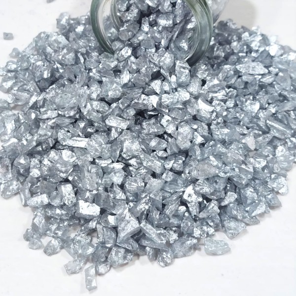 Dekoratif Gerçek Cam Kırığı (4-8 MM Arlığında  50 GR) Gümüş
