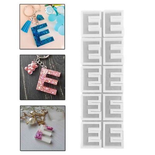 Epoksi Çoklu Silikon Kalıp Düz E Harfi Anahtarlık Reçine Seri Döküm Kalıbı 4 CM 10 Lu