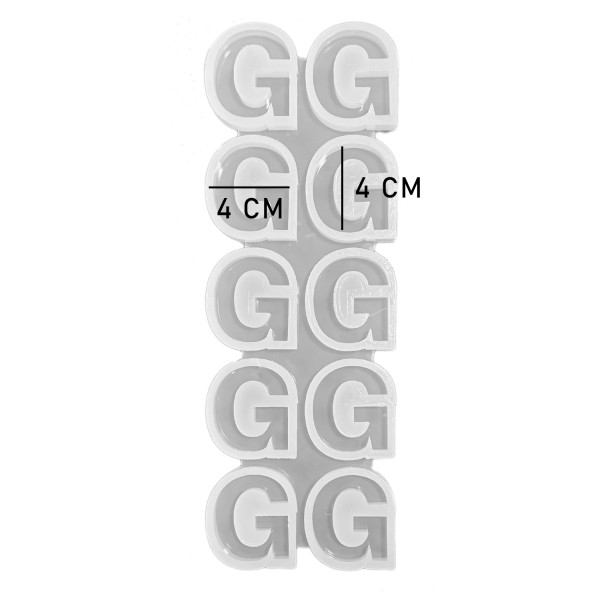 Epoksi Çoklu Silikon Kalıp Düz G Harfi Anahtarlık Reçine Seri Döküm Kalıbı 4 CM 10 Lu