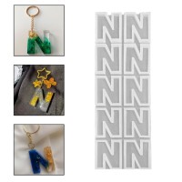 Epoksi Çoklu Silikon Kalıp Düz N Harfi Anahtarlık Reçine Seri Döküm Kalıbı 4 CM 10 Lu