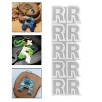 Epoksi Çoklu Silikon Kalıp Düz R Harfi Anahtarlık Reçine Seri Döküm Kalıbı 4 CM 10 Lu