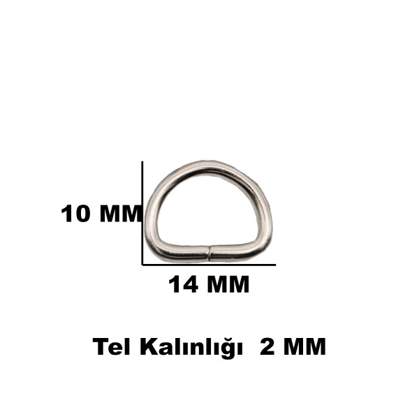 Tahtakale Toptancı Anahtarlık Montaj Halkası D Çanta Bağlantı Halkası 14x10 MM (1000 Adet)  Gümüş