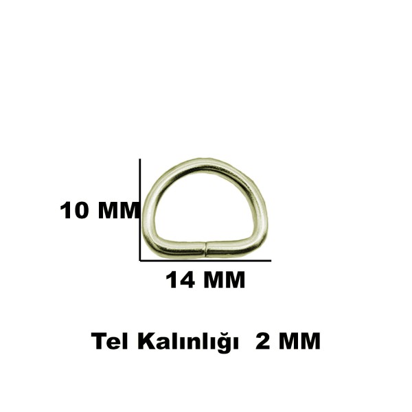 Tahtakale Toptancı Anahtarlık Montaj Halkası D Çanta Bağlantı Halkası 14x10 MM (1000 Adet)  Gold