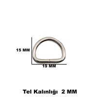 Tahtakale Toptancı Anahtarlık Montaj Halkası D Çanta Bağlantı Halkası 19x15 MM (1000 Adet)  Gümüş