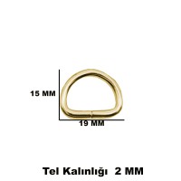 Tahtakale Toptancı Anahtarlık Montaj Halkası D Çanta Bağlantı Halkası 19x15 MM (1000 Adet)  Gold