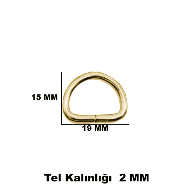 Tahtakale Toptancı Anahtarlık Montaj Halkası D Çanta Bağlantı Halkası 19x15 MM (1000 Adet)  Gold