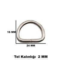 Tahtakale Toptancı Anahtarlık Montaj Halkası D Çanta Bağlantı Halkası 24x16 MM (1000 Adet)  Gümüş