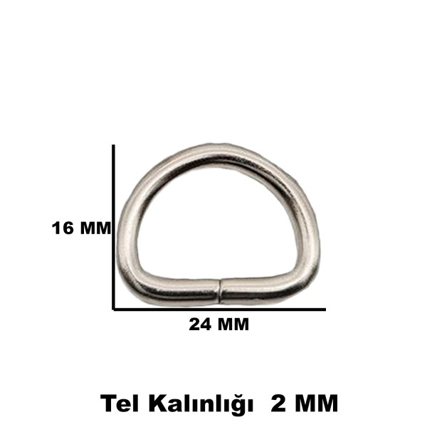 Tahtakale Toptancı Anahtarlık Montaj Halkası D Çanta Bağlantı Halkası 24x16 MM (1000 Adet)  Gümüş