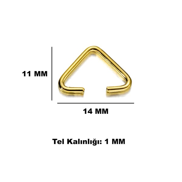 Tahtakale Toptancı Anahtarlık Montaj Halkası Üçgen Takı Bağlantı Halkası 14x11 MM (100 Adet)  Gold