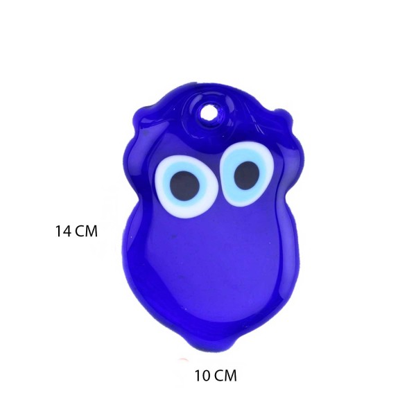 Tahtakale Toptancı Cam Nazar Boncuğu Delikli Baykuş Modeli Büyük Boy  10X14 CM