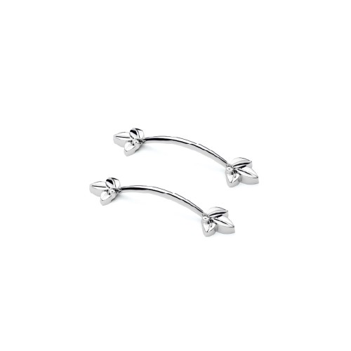 Defne Zamak Kulp Yonca Desenli Model 14 CM (2 Adet)  Gümüş