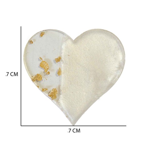 Epoksi  Magnet Gold Gümüş Varaklı Kalp Model 7 CM  (10 Adet)  Altın