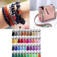 Tahtakale Toptancı Epoksi Mini Deri Anahtarlık Küpe Püskül Karışık Renk  (100 Adet)