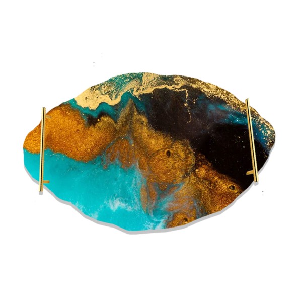 Tahtakale Toptancı Epoksi Silikon Kalıp YERLİ Oval Dalgalı Nişan ve Söz Tepsi Kalıbı 34.5X24.5 CM