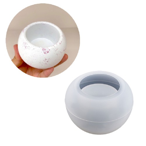 Epoksi Yuvarlak Beton Saksı ve Mumluk Silikon Kalıbı 10.2X7.3