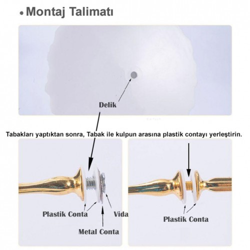 Epoksi 3 Katlı Meyve Ve Cupcake Stant Bağlantı Aparatı Stant Tutucu Çiçek Desenli   Gümüş