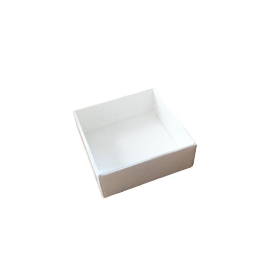 Asetat Kapaklı Karton Kutu 6X6X2.5 CM (50 Adet)  Beyaz