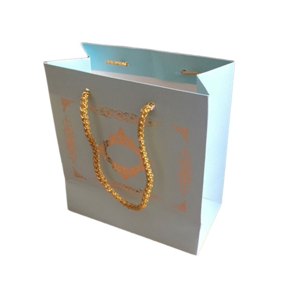 Tahtakale Toptancı Karton Hediye Çantası GOLD Saray Desenli 20X20X10 CM (10 Adet)  Mavi