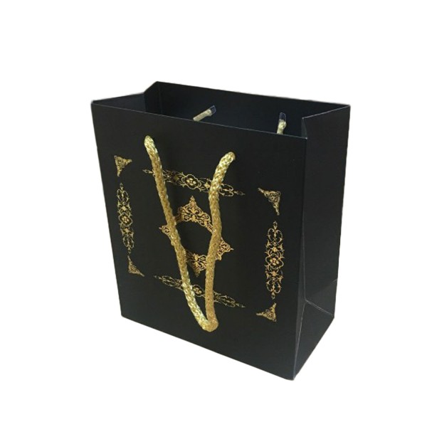 Tahtakale Toptancı Karton Hediye Çantası GOLD Saray Desenli 20X20X10 CM (10 Adet)  Siyah