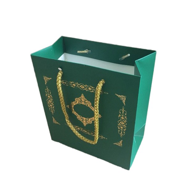 Tahtakale Toptancı Karton Hediye Çantası GOLD Saray Desenli 20X20X10 CM (10 Adet)  Yeşil