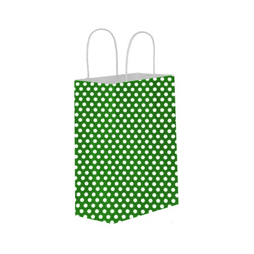 Kağıt Hediye Çantası Küçük Boy Puantiyeli 18X24 (25 Adet)  Puantiyeli  Yeşil
