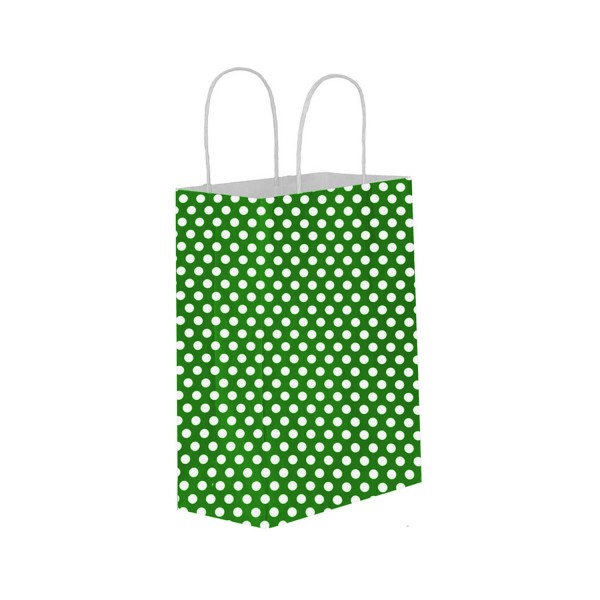 Tahtakale Toptancı Kağıt Hediye Çantası Küçük Boy Puantiyeli 18X24 (25 Adet)  Puantiyeli  Yeşil