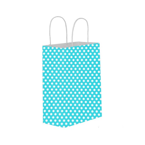 Kağıt Hediye Çantası Küçük Boy Puantiyeli 18X24 (25 Adet)  Puantiyeli Mavi
