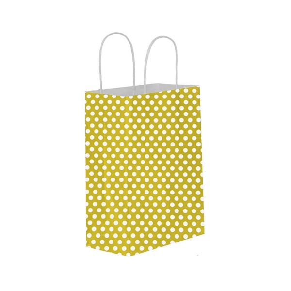 Tahtakale Toptancı Kağıt Hediye Çantası Küçük Boy Puantiyeli 18X24 (25 Adet)  Puantiyeli  Sarı