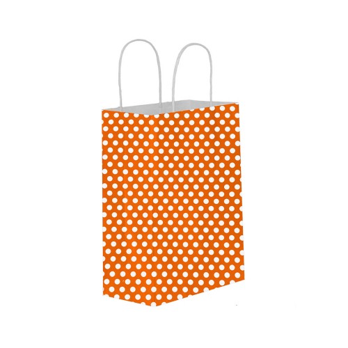 Kağıt Hediye Çantası Küçük Boy Puantiyeli 18X24 (25 Adet)  Puantiyeli Turuncu